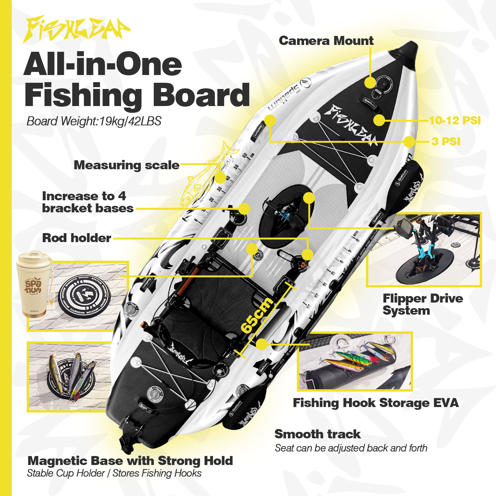 Spatium 11.5ft Flipper Pedal D - đánh giá và giá Fishing Kayak Seat